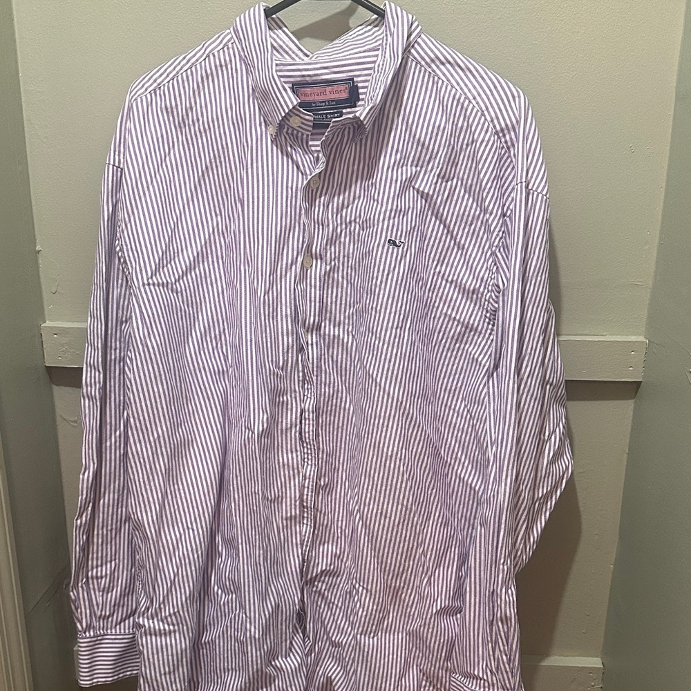 Vineyard Vines Purple and White Striped Shirt